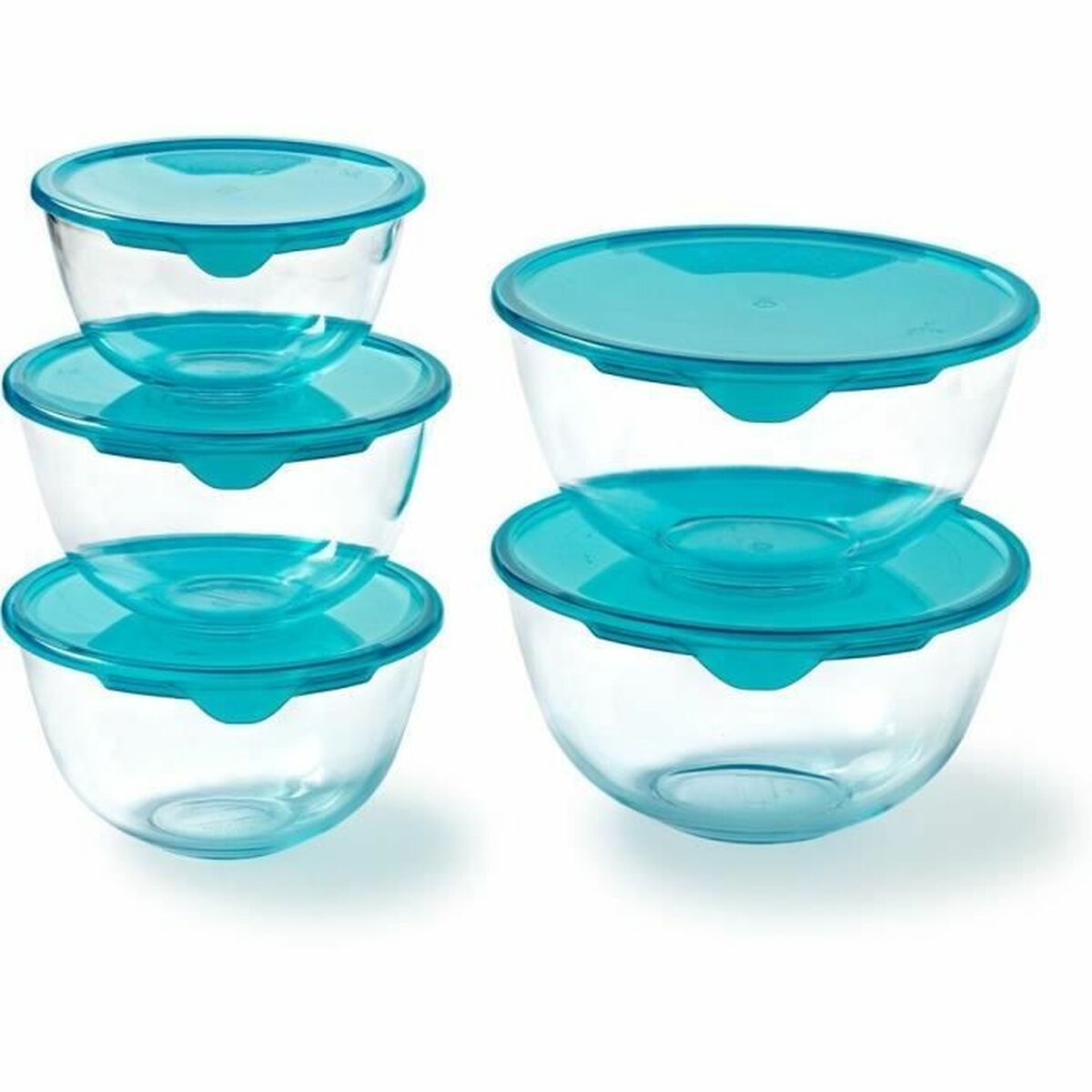 Set of lunch boxes Pyrex Transparent Turquoise 5 Pieces