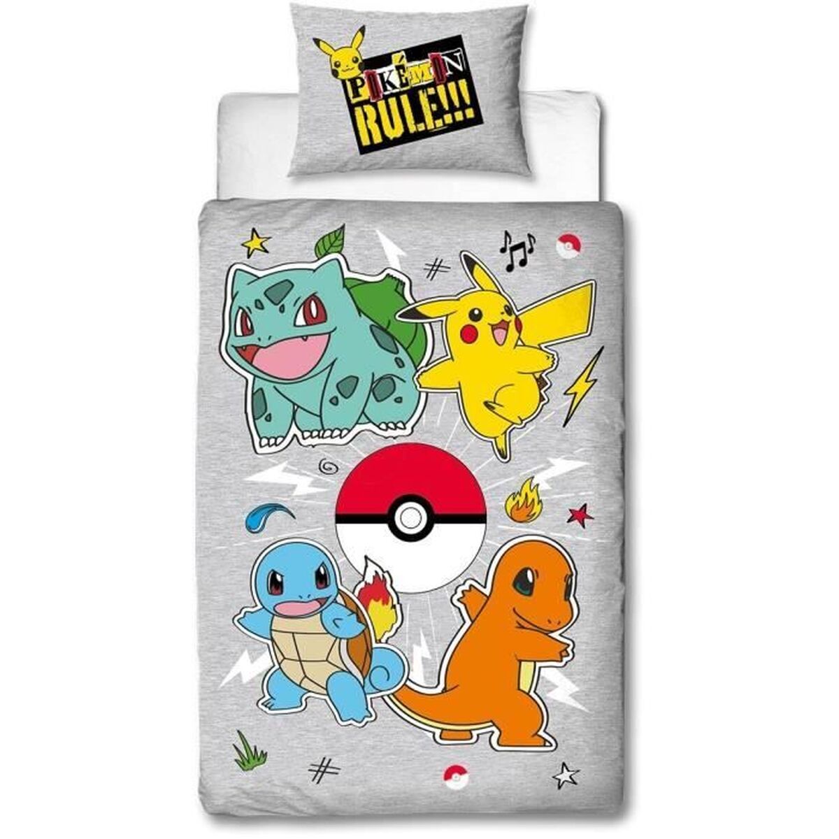 Duvet cover set Pokémon Grey Double 2 Pieces - Image 5