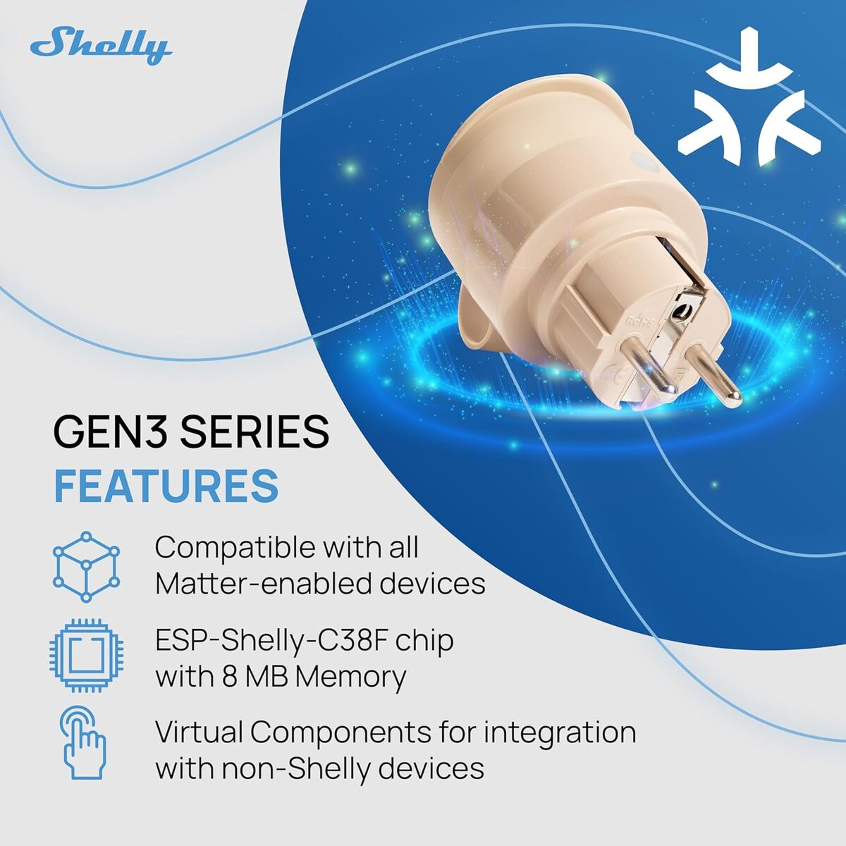 Smart Plug Shelly S3PL-20112EU Wi-Fi - Image 3