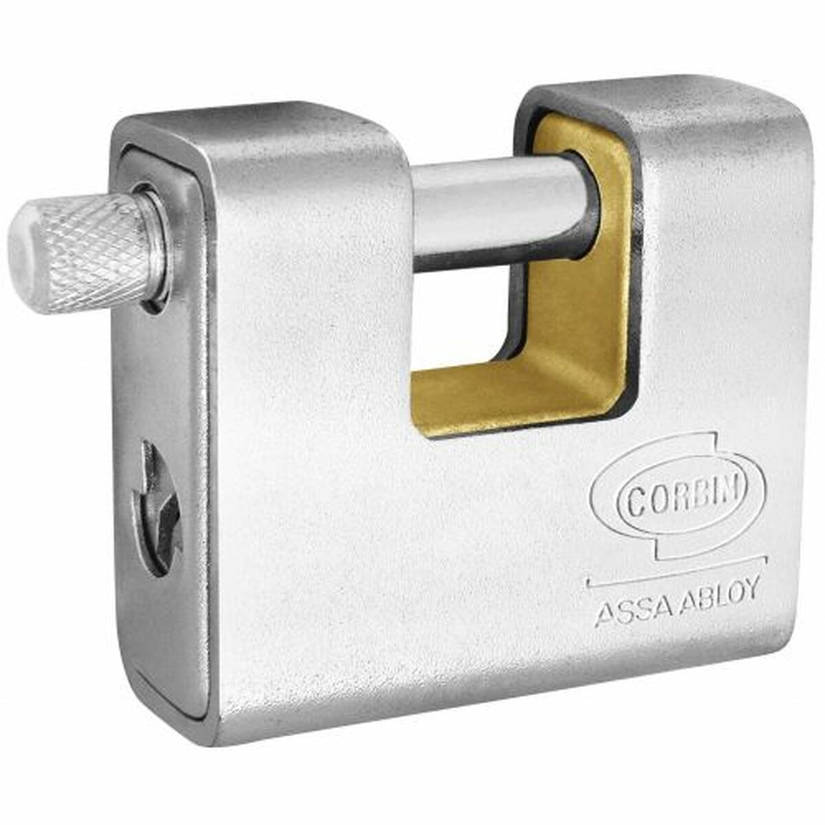 Key padlock CORBIN Rectangular Brass Steel Armored