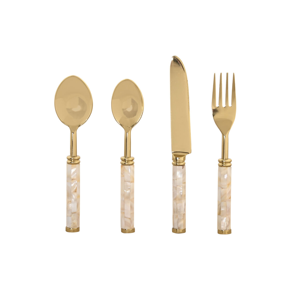 Cutlery Home ESPRIT White Golden Stainless steel Mother of pearl 4,5 X 2 X 21 CM 16 Pieces