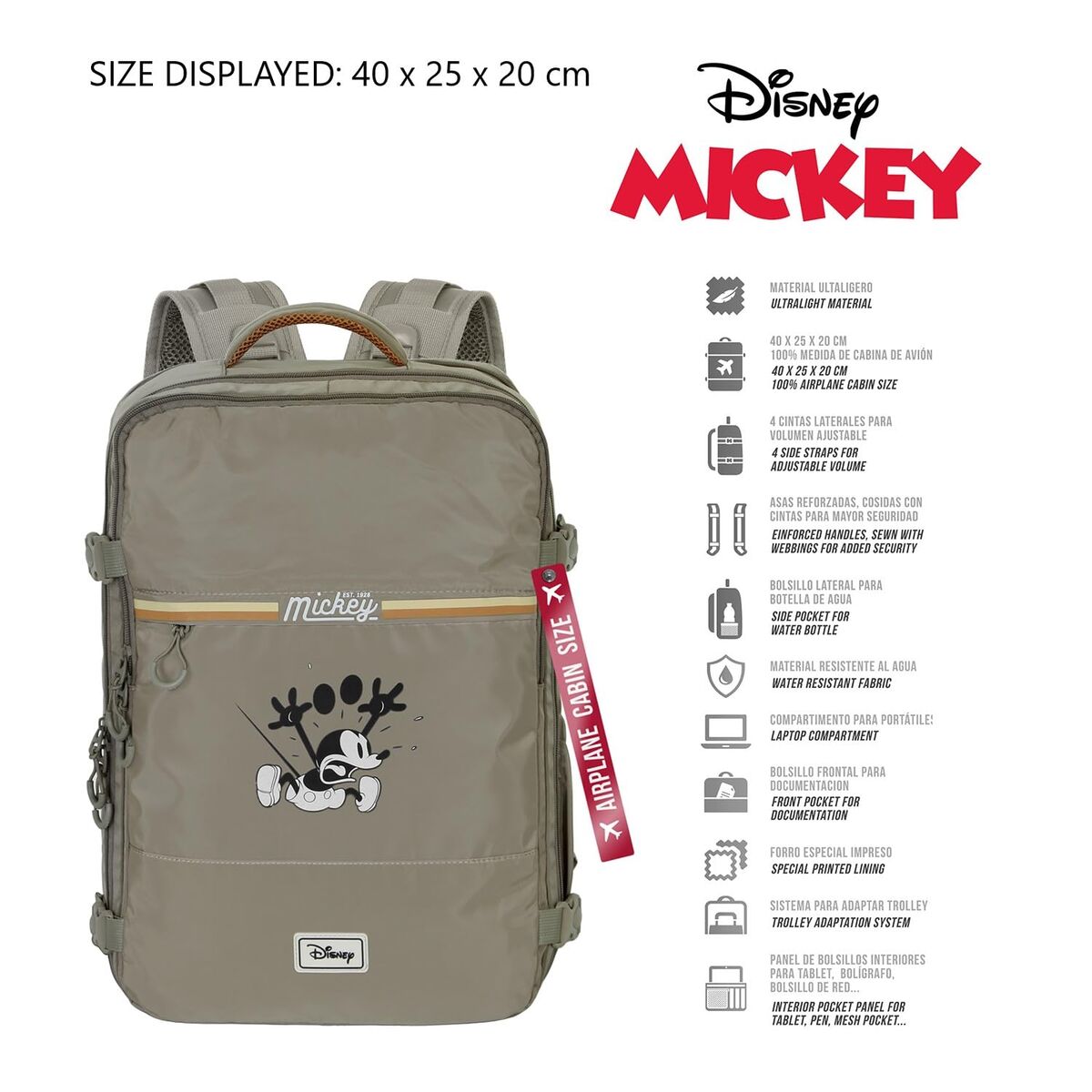 Multipurpose Backpack Mickey Mouse Khaki Cabin - Image 15