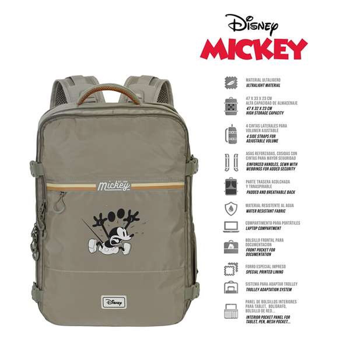 Multipurpose Backpack Mickey Mouse Khaki Cabin - Image 10