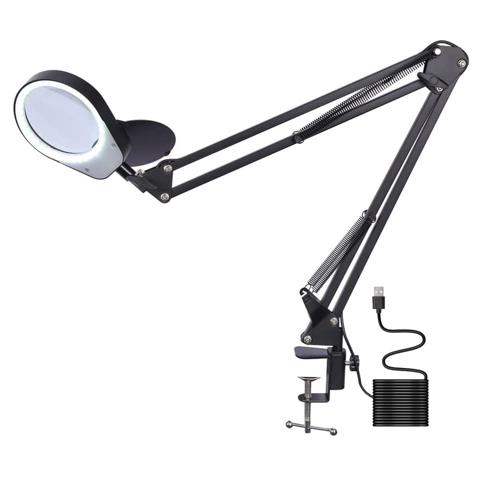 Table-mounted, 2-lens, LED magnifier