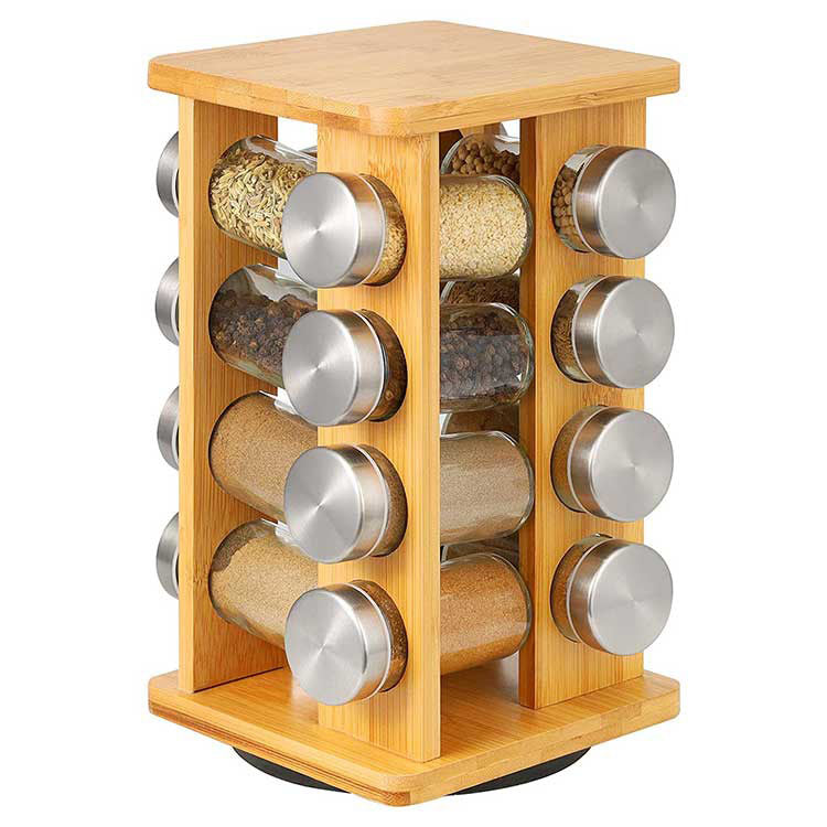 Bamboo spice rack, 16 pcs