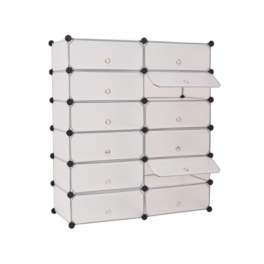 Plastic shoe storage cabinet with batteries, 2 colors - white