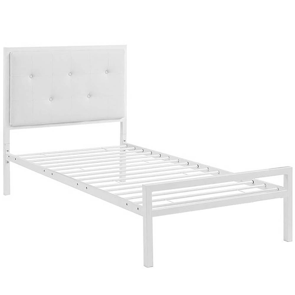 Hanna metal bed frame with gift bed grid, in several sizes and colors-White 90x200 cm-white