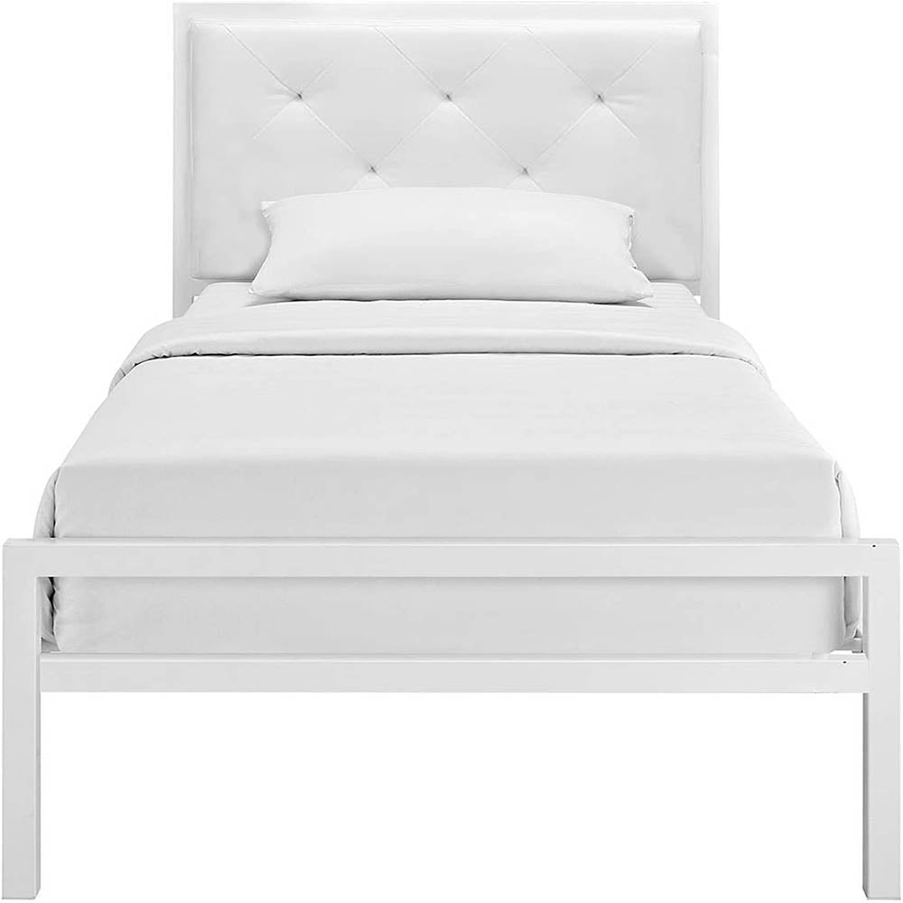 Hanna metal bed frame with gift bed grid, in several sizes and colors-White 90x200 cm-white - Image 2