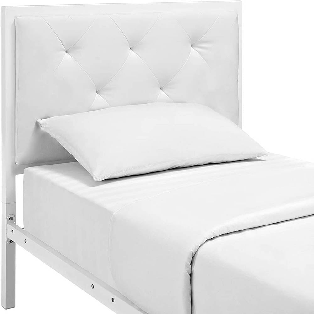 Hanna metal bed frame with gift bed grid, in several sizes and colors-White 90x200 cm-white - Image 3