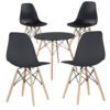 4 modern dining chairs with table, 3 colors - black