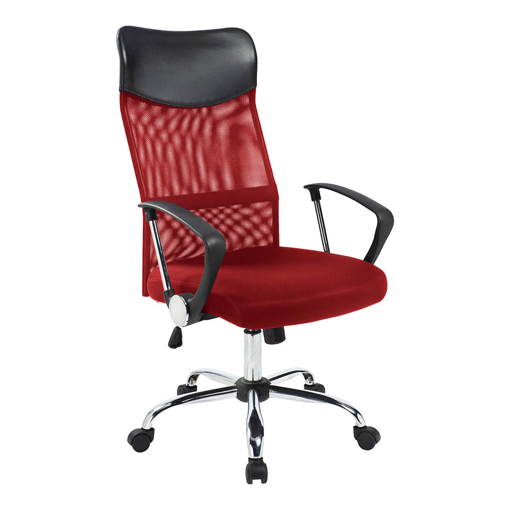 Ergonomic office chair with raised back - red