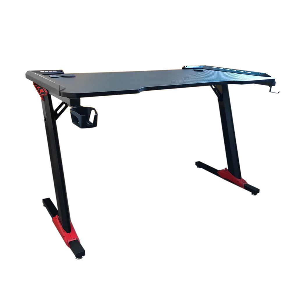 Professional gamer table with carbon fiber coating and LED lighting
