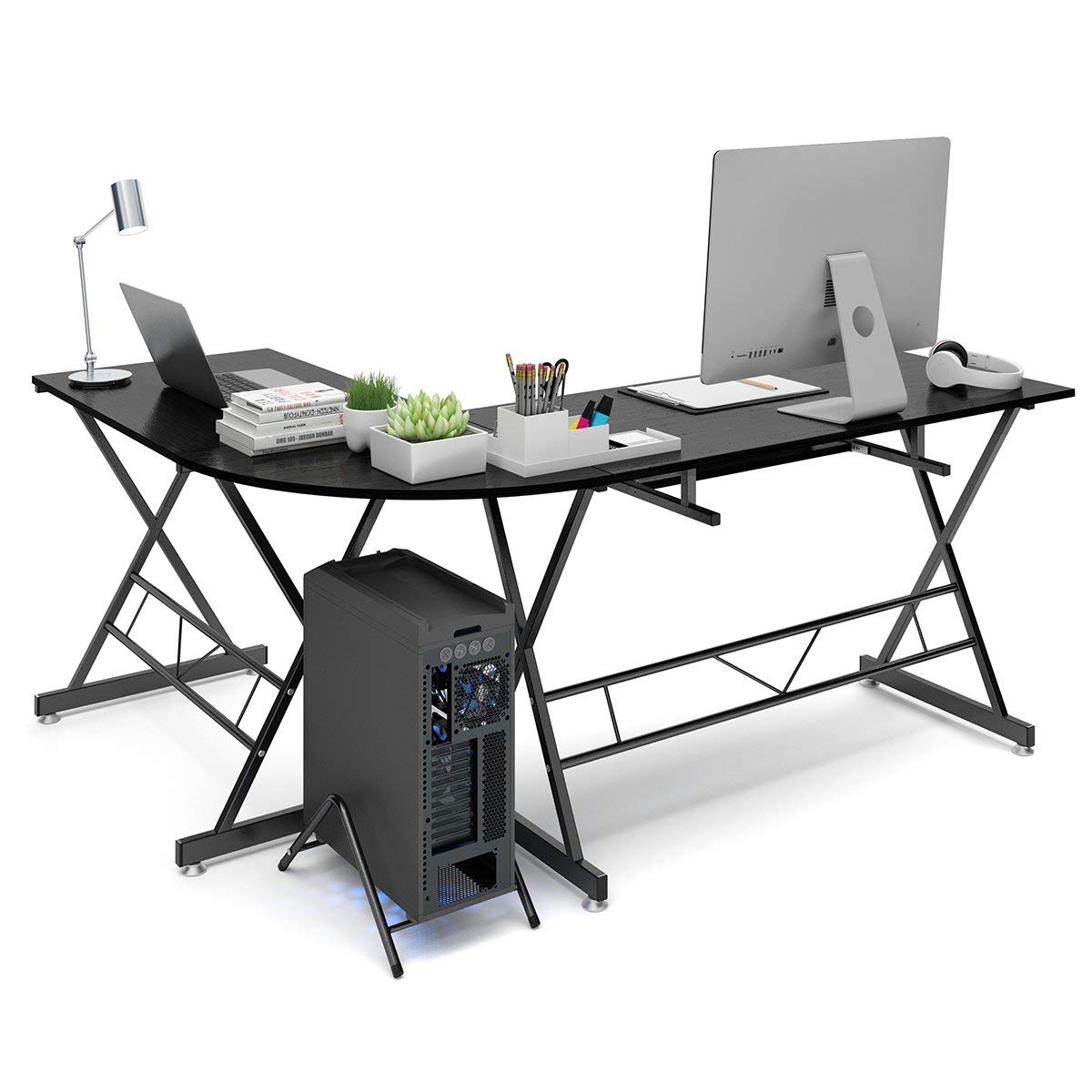 L-shaped desk-black