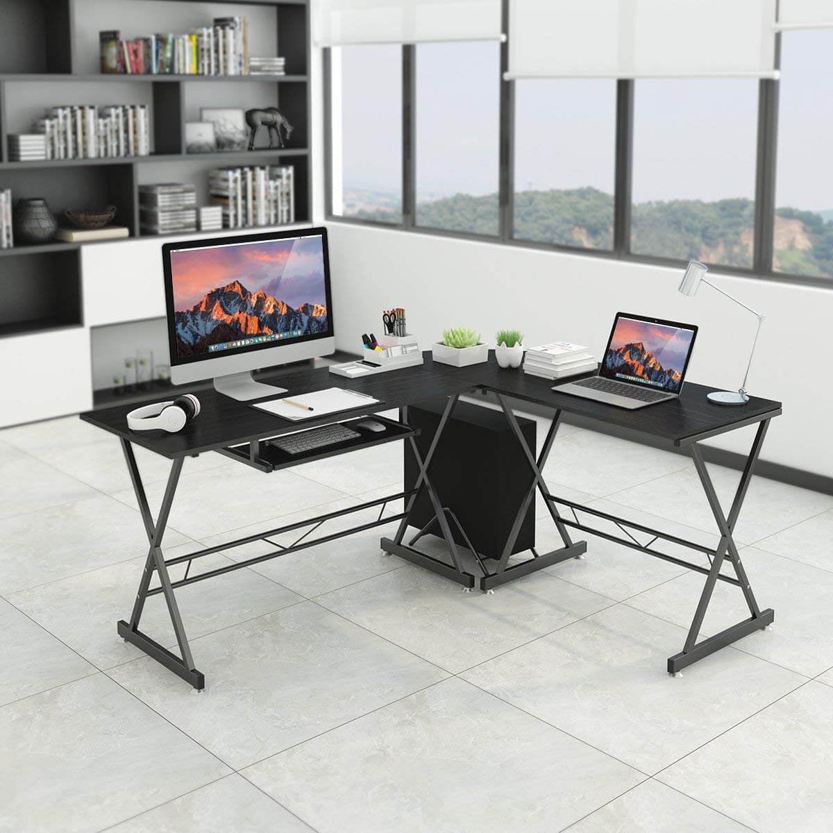 L-shaped desk-black - Image 3