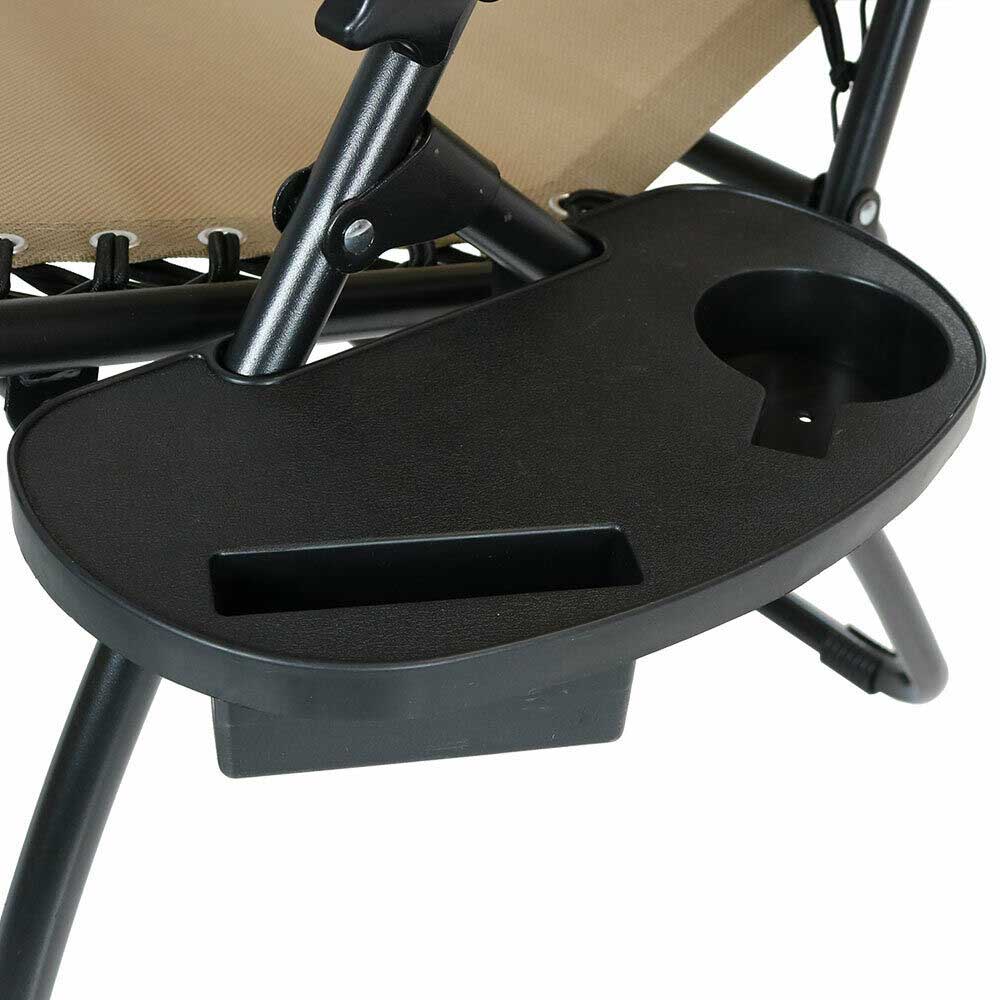 Zero gravity garden chair with gift cup holder, 2 pcs-beige - Image 5
