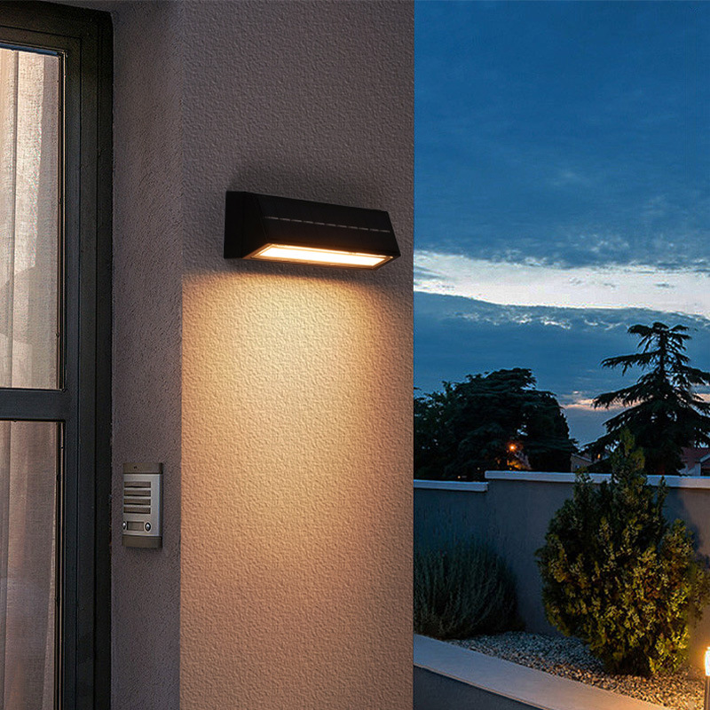 Modern Solar Powered Rectangular LED Wall Light for Patio & Outdoor
