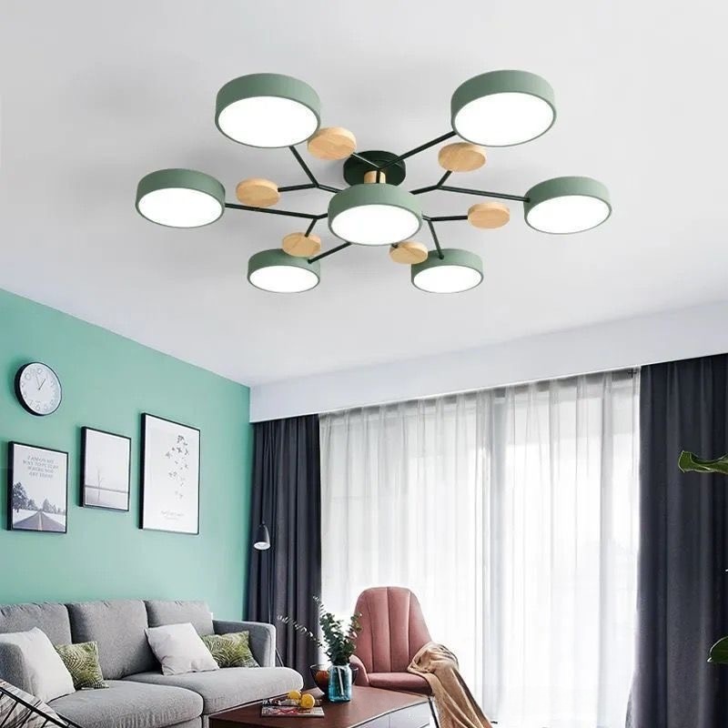 Contemporary Scandinavian Round Molecule Branch Design LED Semi-Flush Mount Ceiling Light