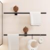 Wooden Towel Rack with Easy Suction Cup Installation