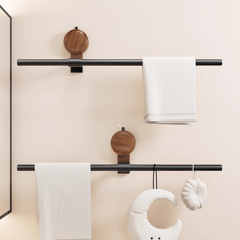Wooden Towel Rack with Easy Suction Cup Installation