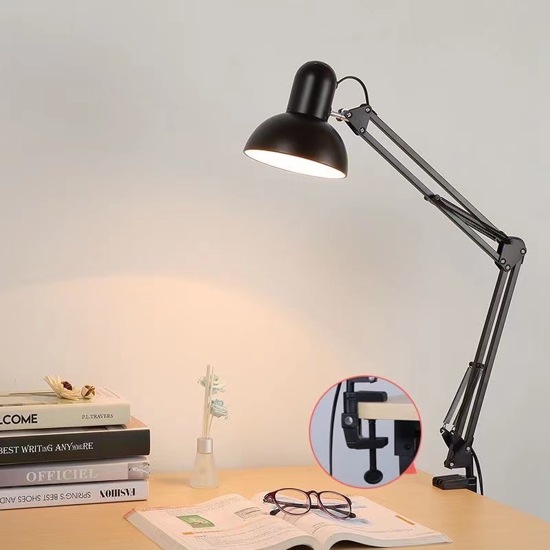 Modern Minimalist Retractable Long Arm Clip Iron ABS Table Lamp