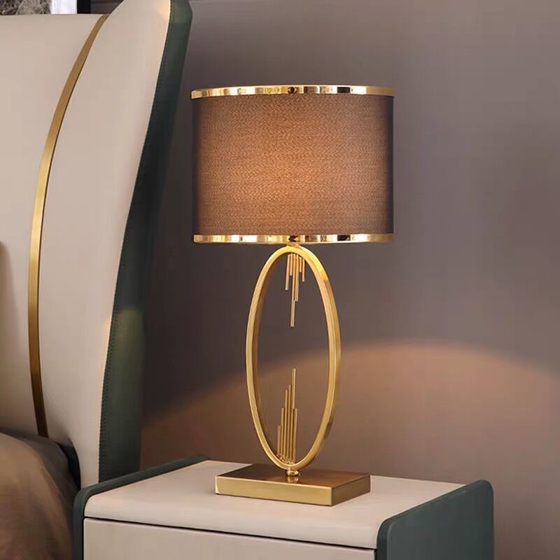 Modern Luxury Round Column Fabric Iron Light Table Lamp