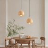 Minimalist Cone Cylinder Ball Wood Grain Pendant Light
