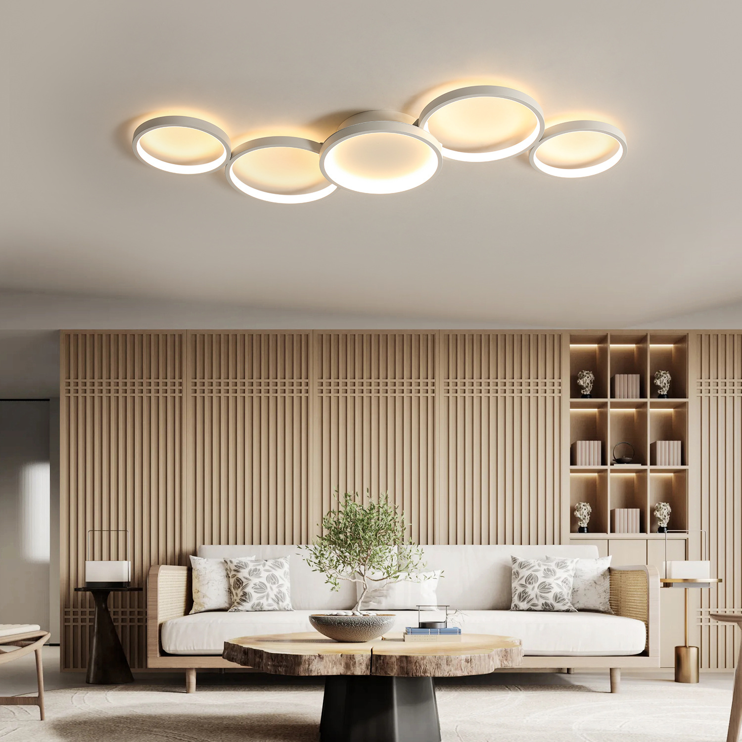 Modern Minimalist Multiple Circle Iron Aluminium Semi-Flush Mount Ceiling Light