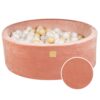 Round Ball Pit With 200 White/Sand/translucent Balls, 90x30cm - Apricot Velvet