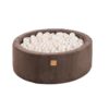 Round Ball Pit With 200 White Balls, 90x30cm - Aesthetic Brown