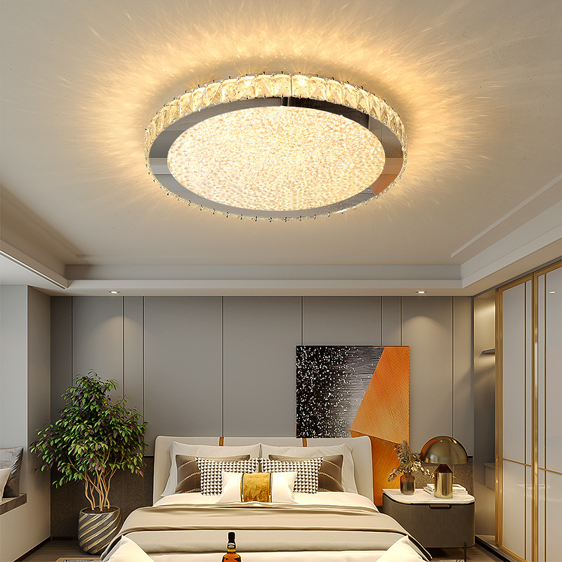 Ultra Luxury Round Crystal Stainless Steel LED Flush Mount Ceiling Light