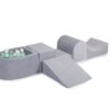 MeowBaby® Grey Velvet Playset with Ball Pit - Mint, Gray & White Balls