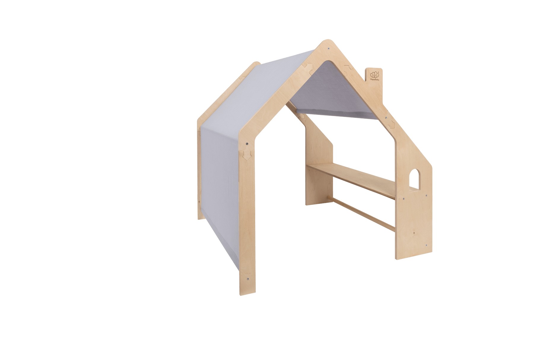 MeowBaby® Natural Wooden House for Kids - Blue Roof