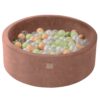 Round Ball Pit With 200 Light Green/White Pearl/Beige/Transparent, 90x30cm - Beige Velvet