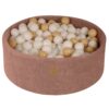 Round Ball Pit With 200 White/Beige, 90x30cm - Beige Velvet