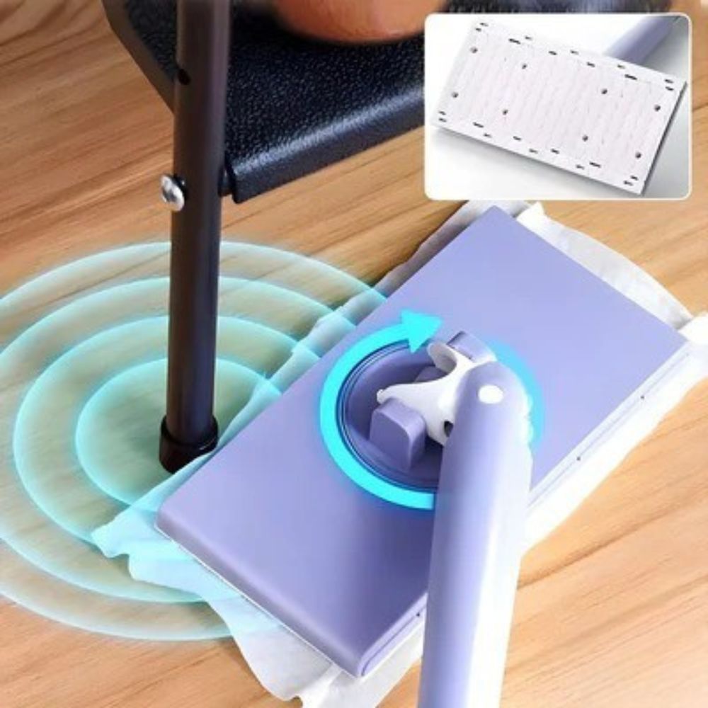 Cleanyx - Mini Cloth Cleaning Mop, 360° Rotating Multipurpose Mop, Clamp System for Cloth Changing, Compatible with Towels or Disposable Wipes