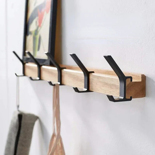 Nordy - Wall-Mounted Coat Rack with Movable Double Hooks, Scandinavian Quality & Space-Saving