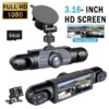 Visionplus - Full View Car Dashcam System, Front & Rear Camera, 4 Lenses Full HD 1080P, Night Vision, 24 Hour Parking Recording, 64GB SD Card Included