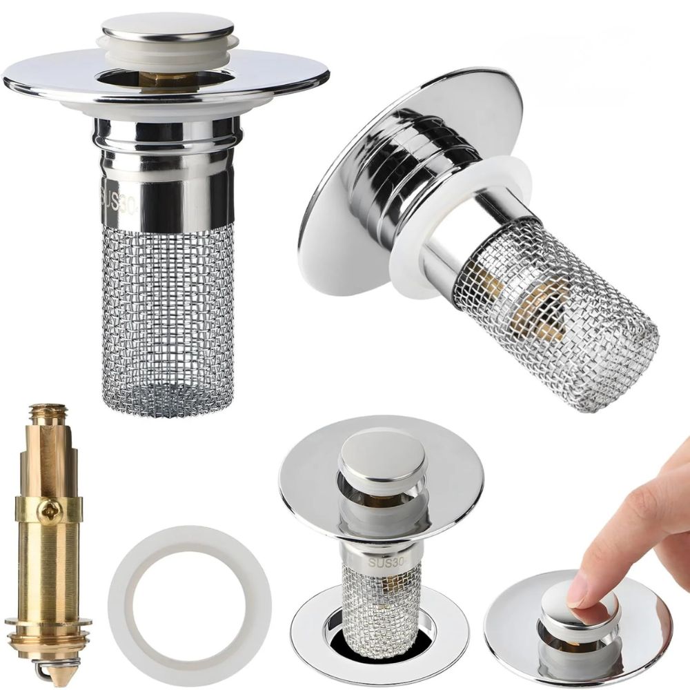 Drainshield - Anti-Clog Sink Stopper, Sink Plug Hair Catcher, Bathtub Drain Protector, Removable Stainless Steel Strainer Basket