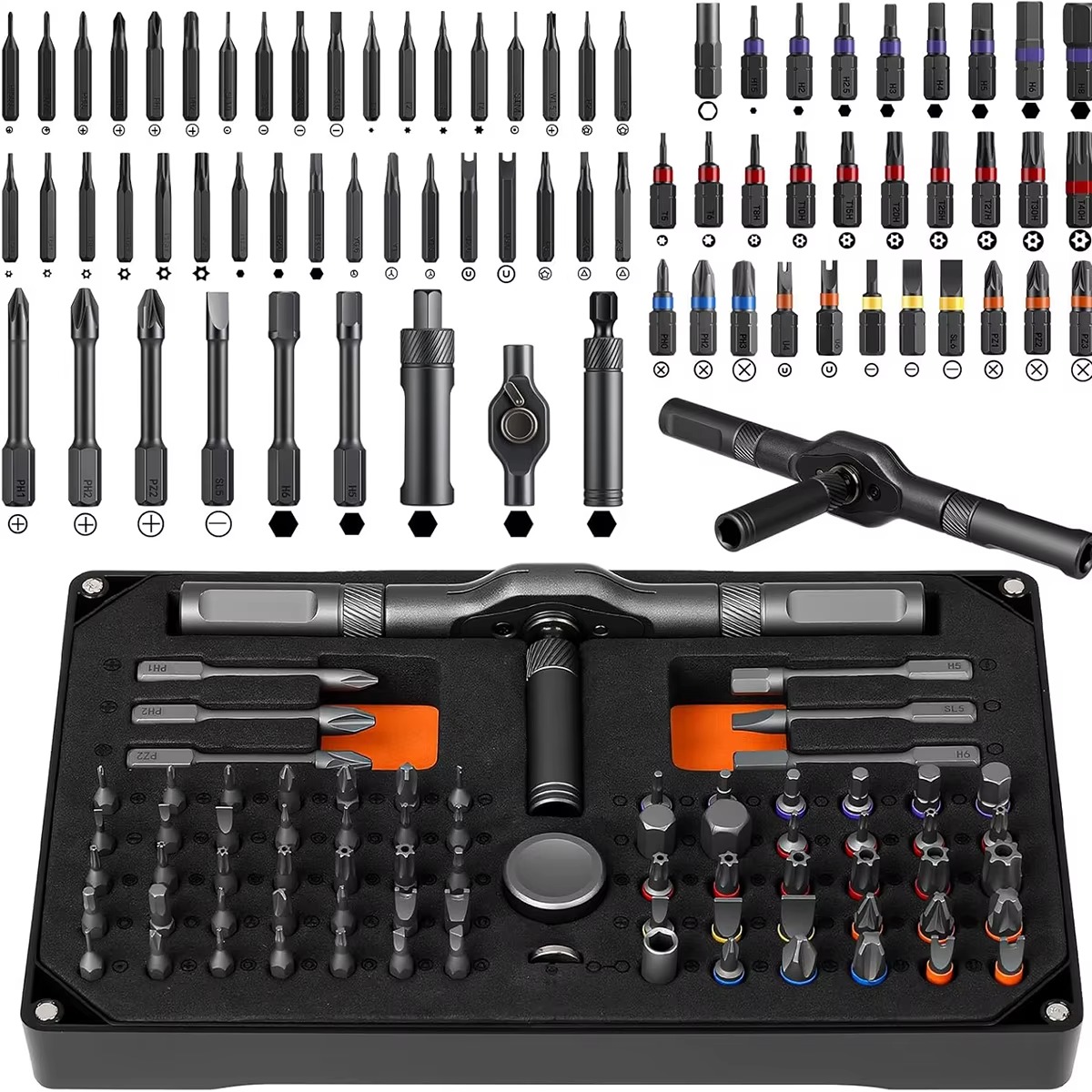 Progrip - 74 in 1 Magnetic Screwdriver Set, Multifunctional Efficient Design, Compact & Portable
